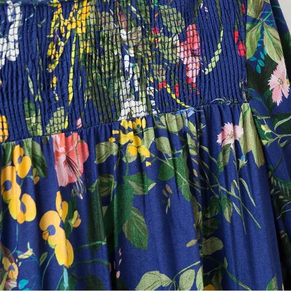 Zara Blue Floral Flutter Sleeved Dress - Picture 3 of 4